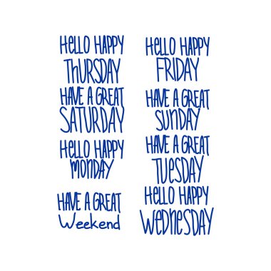 Haftanın günlerinin vektör el yazısı seti