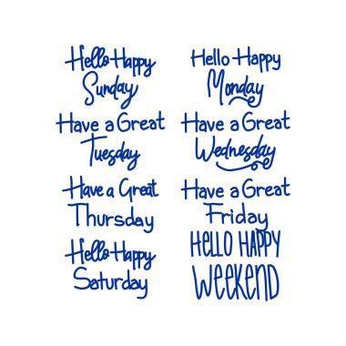 Haftanın günlerinin vektör el yazısı seti