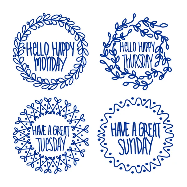 Vector hand lettering set of the days of the week — Stock Vector