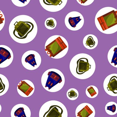Renkli Okul Çantası Vektörü ile Dikişsiz Desen
