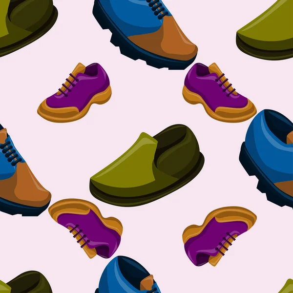 Zapatos de fondo plano de color sin costura Patrón — Archivo Imágenes Vectoriales