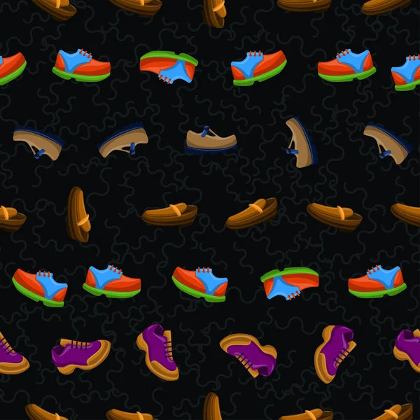 Взуття Плоский колір Фон Безшовний візерунок — стоковий вектор