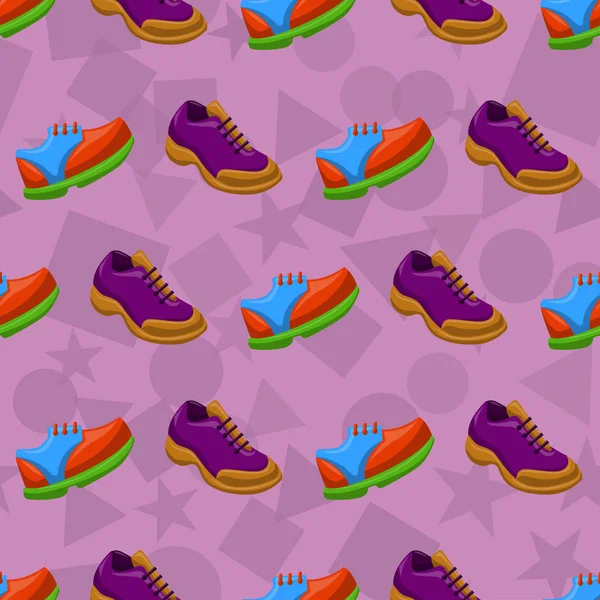 Zapatos de fondo plano de color sin costura Patrón — Vector de stock