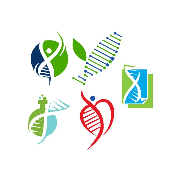 Концепция векторного набора логотипов Genetic Health Logo Design Illustration Icon — стоковый вектор