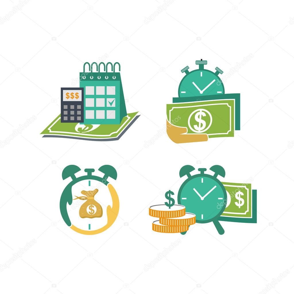Calendar with payday calculator concept vector isolated illustration