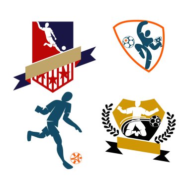 Futbol Futbol Rozeti Logo Tasarım Şablonları Spor Vektör 
