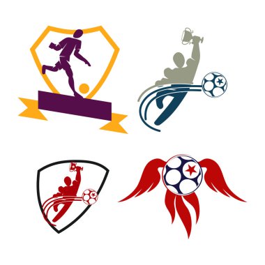 Futbol Futbol Rozeti Logo Tasarım Şablonları Spor Vektör 