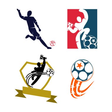Futbol Futbol Rozeti Logo Tasarım Şablonları Spor Vektör 