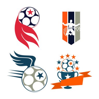 Futbol Futbol Rozeti Logo Tasarım Şablonları Spor Vektör 