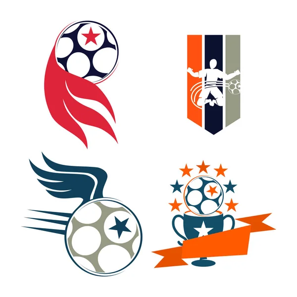 Futbol Futbol Rozeti Logo Tasarım Şablonları Spor Vektör 
