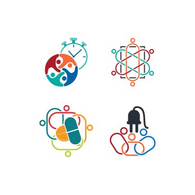 Taahhüt Teamwork Birlikte İş Logo İllüstrasyon Vektör