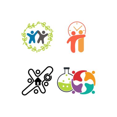 Taahhüt Teamwork Birlikte İş Logo İllüstrasyon Vektör