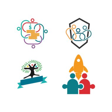 Taahhüt Teamwork Birlikte İş Logo İllüstrasyon Vektör