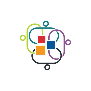 Taahhüt Teamwork Birlikte İş Logo İllüstrasyon Vektör