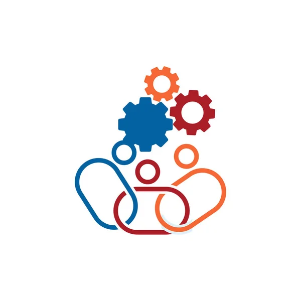 Taahhüt Teamwork Birlikte İş Logo İllüstrasyon Vektör — Stok Vektör