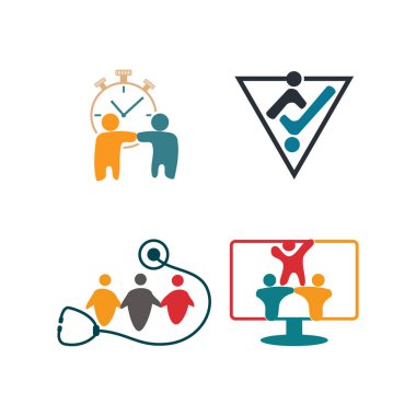 Taahhüt Teamwork Birlikte İş Logo İllüstrasyon Vektör