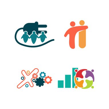 Taahhüt Teamwork Birlikte İş Logo İllüstrasyon Vektör