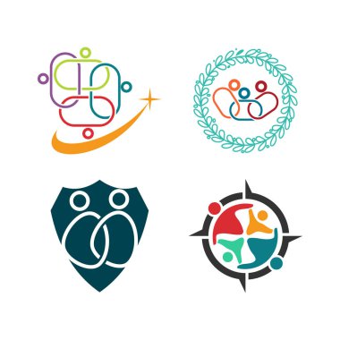 Taahhüt Teamwork Birlikte İş Logo İllüstrasyon Vektör