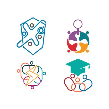 Taahhüt Teamwork Birlikte İş Logo İllüstrasyon Vektör