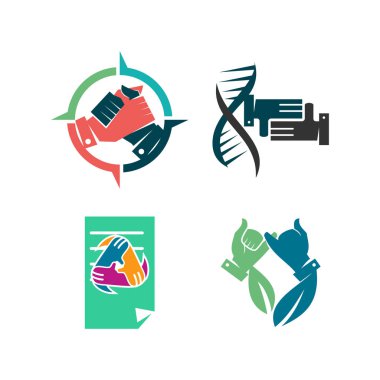 Taahhüt Teamwork Birlikte İş Logo İllüstrasyon Vektör