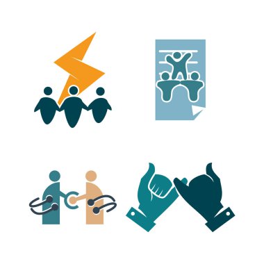 Taahhüt Teamwork Birlikte İş Logo İllüstrasyon Vektör