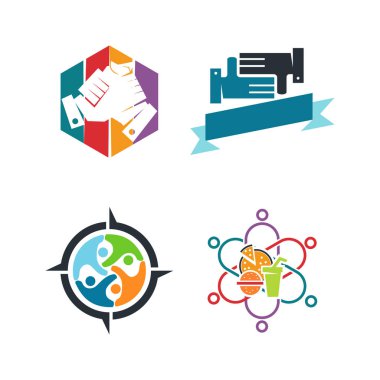 Taahhüt Teamwork Birlikte İş Logo İllüstrasyon Vektör