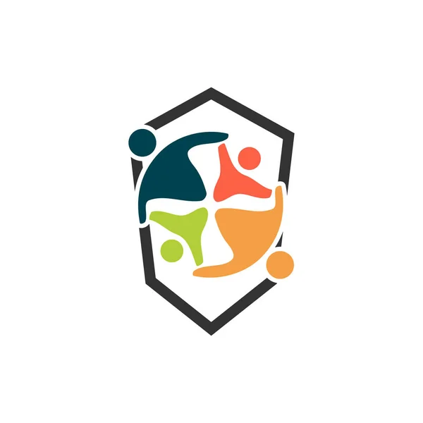 Impegno Lavoro di squadra Insieme Business Logo Illustration Vector — Vettoriale Stock
