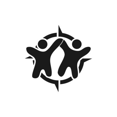 Taahhüt Teamwork Birlikte İş Siyah Logo İllüstrasyon Ve