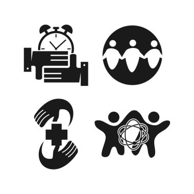 Taahhüt Teamwork Birlikte İş Siyah Logo İllüstrasyon Ve