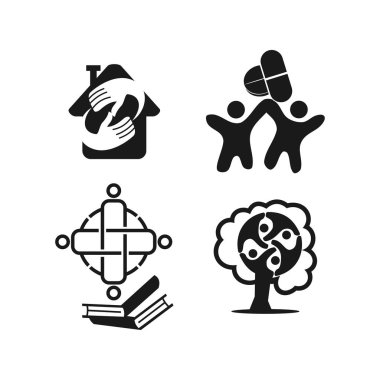 Taahhüt Teamwork Birlikte İş Siyah Logo İllüstrasyon Ve