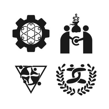 Taahhüt Teamwork Birlikte İş Siyah Logo İllüstrasyon Ve