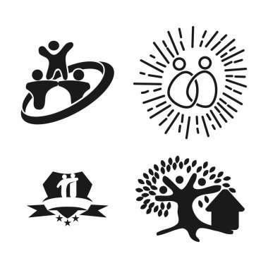 Taahhüt Teamwork Birlikte İş Siyah Logo İllüstrasyon Ve