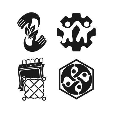 Taahhüt Teamwork Birlikte İş Siyah Logo İllüstrasyon Ve