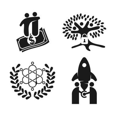 Taahhüt Teamwork Birlikte İş Siyah Logo İllüstrasyon Ve