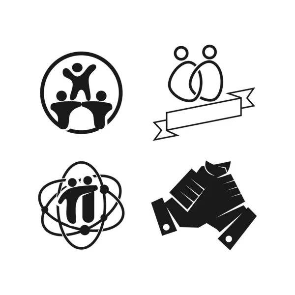 Engagement Teamwork zusammen Geschäft schwarzes Logo Abbildung ve — Stockvektor