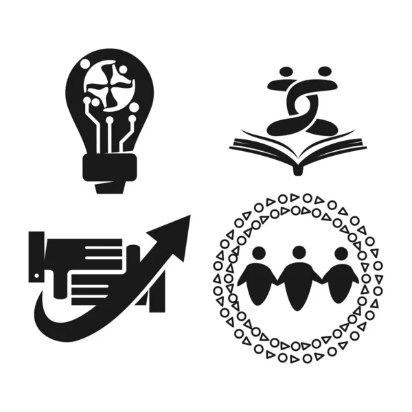 Compromiso Trabajo en equipo Juntos Negocios Negro Logo Ilustración Ve — Archivo Imágenes Vectoriales