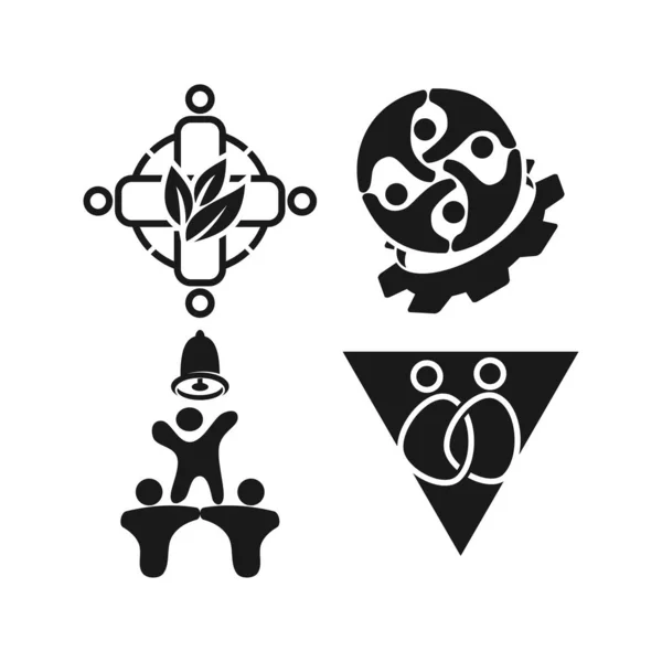 Обязательства Командная работа вместе Бизнес черный логотип иллюстрация Ve — стоковый вектор