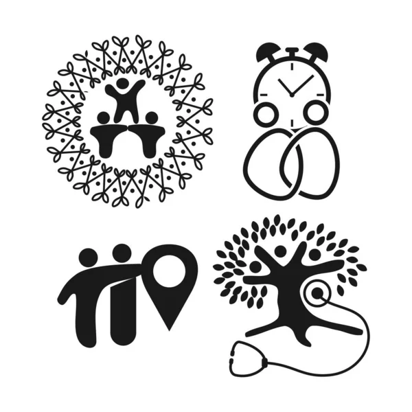 Taahhüt Teamwork Birlikte İş Siyah Logo İllüstrasyon Ve