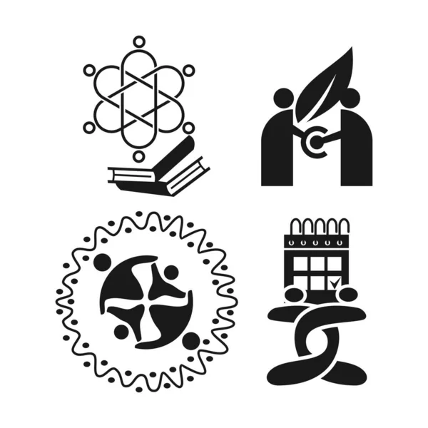 Обязательства Командная работа вместе Бизнес черный логотип иллюстрация Ve — стоковый вектор