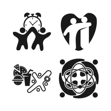 Taahhüt Teamwork Birlikte İş Siyah Logo İllüstrasyon Ve