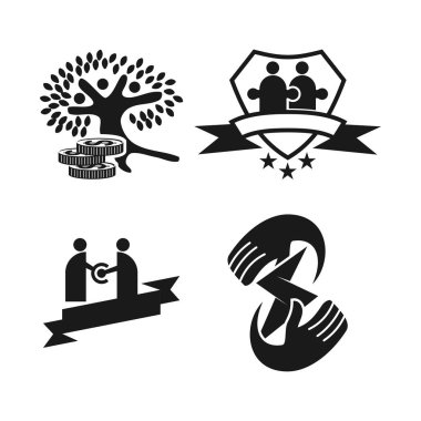 Taahhüt Teamwork Birlikte İş Siyah Logo İllüstrasyon Ve