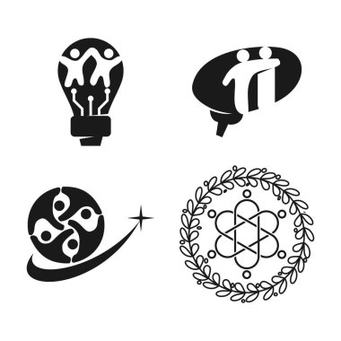 Taahhüt Teamwork Birlikte İş Siyah Logo İllüstrasyon Ve