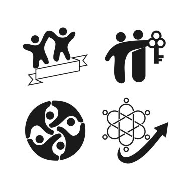 Taahhüt Teamwork Birlikte İş Siyah Logo İllüstrasyon Ve