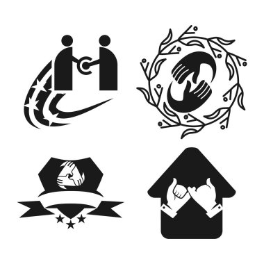 Taahhüt Teamwork Birlikte İş Siyah Logo İllüstrasyon Ve