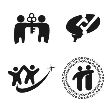 Taahhüt Teamwork Birlikte İş Siyah Logo İllüstrasyon Ve