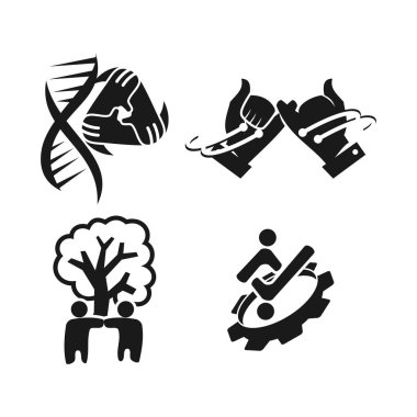 Taahhüt Teamwork Birlikte İş Siyah Logo İllüstrasyon Ve