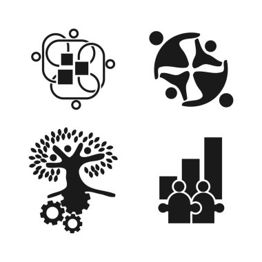 Taahhüt Teamwork Birlikte İş Siyah Logo İllüstrasyon Ve