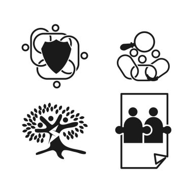 Taahhüt Teamwork Birlikte İş Siyah Logo İllüstrasyon Ve