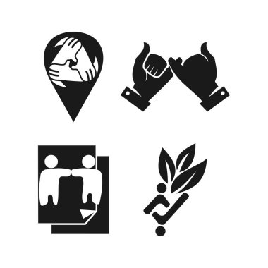 Taahhüt Teamwork Birlikte İş Siyah Logo İllüstrasyon Ve