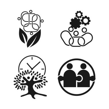 Taahhüt Teamwork Birlikte İş Siyah Logo İllüstrasyon Ve